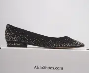 ALDO LALYAN Black Suede Rhinestone Pointed Toe Flats Women's Shoes Size 6, 6.5