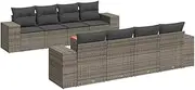 vidaXL - 9 Piece Grey Modular Garden Sofa Set with Cushions - PE Rattan Patio/Outdoor Seating with Storage