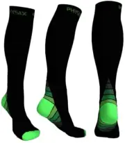 Physix Gear Compression Socks 20-30 mmHg - Men & Women - S/M Black/Green