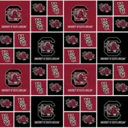 South Carolina USC Gamecocks Cotton Fabric Geometric Print-By the Yard