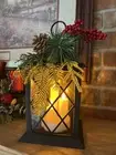 Black Lantern with LED Candles- Waterproof, Battery Operated, Realistic