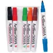 Artline 500A Whiteboard Marker Xylene Free Bullet Tip 2mm Assorted Wallet of 6