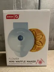 NEW Dash Electric 350W 4” Flower Mini Waffle Maker Aqua (Blue)