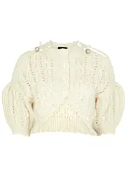 Simone Rocha Cropped Alpaca-blend Cardigan - Cream - XS (UK6 / XS) XS (UK6 / XS)