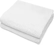COTTON CRAFT- Euro Spa Set of 2 Luxury Waffle Weave Bath Sheets, Oversized Pure Ringspun Cotton, 35 inch x 70 inch, White