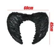 60x45CM Feather Wings Angel Fairy Adults Fancy Dress Costume Halloween Black