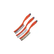 SP Tools 3Pcs 355mm Wire Brush Set - Carbon Steel Stainless Steel Brass Bristled