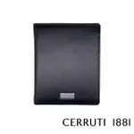 【CERRUTI 1881】限量2折 義大利頂級小牛皮9卡透明窗短夾皮夾 5434M 全新專櫃展示品(黑色 贈禮盒提袋)