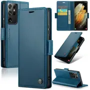 CaseMe Samsung Galaxy S21 Ultra 5G Folio Wallet Case Cover Side Closure G998 [Blue]