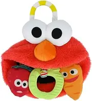 Sesame Street Elmo Teether Activity Toy - Kids Teething Toys with Crinkle Carrot, Squeaky Strawberry, Silicone Apple Teether, Clip - Early Learning Sensory Toy for Newborns and Toddlers