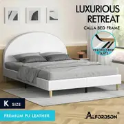 ALFORDSON Bed Frame King Size Mattress Base Platform Leather White CALLA
