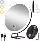 20X Magnifying Mirror with Light, Large 6'' Rechargeable 3 Colors Dimming Lighte