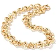 18" Technibond Textured Rosetta Chain Necklace 14K Yellow Gold Plated Silver HSN