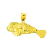 14K Gold 30MM Long Manatee Pendant