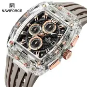 New NAVIFORCE Hot Men's Quartz Chronograph Watch, 5ATM Waterproof, Silicone Band
