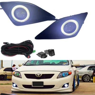 For 2009-2010 Toyota Corolla White COB Angel Eye DRL & Fog Lights Switch Wring (for: Toyota)