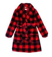 Wonder Nation NWT Boys Plush Robe, Red and Black Plaid, Medium 8 3-AB9