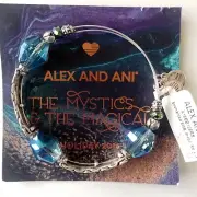 Alex and Ani Enchanted Arctic Blue Beaded Bangle - Silver Finish NWT+box card