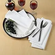 Table Napkins Cloth Dinner Cloth Cotton Linen Blend Fabric 12 Pack Easter Special Mitered Corners for Every Day Use Napkin Pre Shrunk and Good Absorbency (White, Pack of 12)