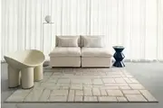 Gharda Textured Abstract Beige Washable Rug