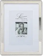 Lawrence Frames Metal Picture Frame with Delicate Outer Border of Beads, 8 by 10-Inch, Silver