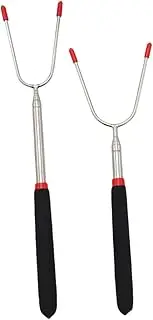 HANABASS 2Pcs Extendable Meat Forks for BBQ Telescoping Roasting Sticks Handles Portable Barbecue Supplies for Camping and Outdoor
