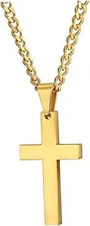 [BESTYASH] Simple Titanium Steel Cross Necklace Pendant Decor for Women Men Cross Necklace for Party Occasions