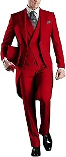 [YYI] Men's 3 Pieces Tailcoat Suit Set Business Tuxedo for Men Jacket, Vest, Suit Pants