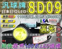 在飛比找Yahoo!奇摩拍賣優惠-☼ 台中電池 ►汎球牌 黃光頭燈 LED-8D09Y-A 超