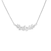 Silver Cz Leaves Necklet in Clear