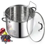 Professional 20 Qt. Stainless Steel Water Bath Canner with Lid and Jar Rack, pot