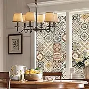 Heimerdinger Moroccan Tile Pattern Wall Paper Style Privacy Window Film, Non-Adhesive Frosted Decorative Glass Film Static Cling Film for Bathroom Shower Room,Furniture Glass (78.7"L x 17.7"W)