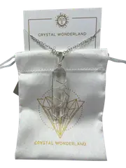 Clear Quartz Double Pointed Terminated Crystal Pendant Necklace Silver Healing