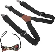 [COLLBATH] Boys Bow Tie and Suspenders Set Boys and Girls Suspender Clips Jean Elastic Strap Fashionable for Suit Pants