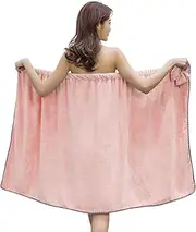 GOSCHE Towel Wrap for Women, Adjustable Shower Wrap Towel with Home Hotel Bath Towel Nightgown for Sauna Beach Pool Gym Travel - Pink