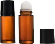 Brown 50Ml Glass Essential Oil Roller Bottles Refillable Roll on Bottles (2PCS)