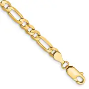 14K Yellow Gold 7 Inch 4.5mm Concave Open Figaro With Lobster Clasp Bracelet