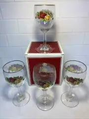 ROYAL DOULTON ROYAL ALBERT SET OF 4 OLD COUNTRY ROSES STEMWARE GOLD RIM NIB