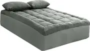 Royal Comfort Mattress Topper Underlay 800GSM Charcoal Bamboo Blend 45cm Skirt Soft Durable Luxury Comfort (Queen, Charcoal)