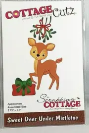 Sweet Deer Under Mistletoe Gift Presents CottageCutz Metal Die CC-954 Christmas