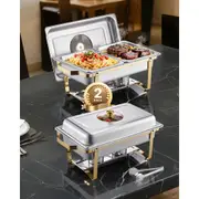 VEVOR 4 Qt 2 Pack Rectangle Chafing Dish Buffet Set Halfsize Pan Stainless Steel