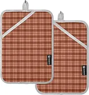 Kitchen Pot Holders Heat Resistant Classical Checkered Rosy Brown Potholder with Pocket Hot Pads for Cooking Oven