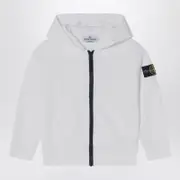 [Stone Island] White zip-up sweatshirt in cotton 10 Y White