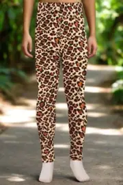 NEW Girls Large Cheetah Leopard Animal Print Leggings Kids Soft Athletic Pants