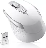Wireless Computer Mouse, 2.4G Ergonomic Optical Mouse, 6 Buttons | White