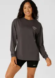 [Lorna Jane] Original Sport Long Sleeve T-Shirt in Grey, Cotton, Size - Large L Washed Titanium