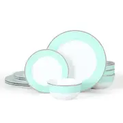 Martha Stewart Gracie Lane Porcelain Decorated Dinnerware Set - Martha Blue w...