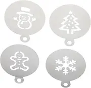 MAGICLULU 4pcs Christmas Cake Stencil Templates Decoration Reusable Christmas Cake Cookies Baking Painting Mold Tools Dessert Coffee Decorating Molds for Xmas