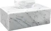 HAMAKAWA Natural Marble Tissue Box Cover, Carrara White Tissue Organizer 10 X 5.7 X 3.7 Inch, Heavy Stone Decorative Box, Rectangle Tissue Box Holder for Home Decor, Kitchen, Bathroom, Bedroom