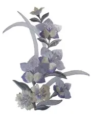 #4371L 6-1/2" Purple Orchid Flower Embroidery Applique Patch-Left